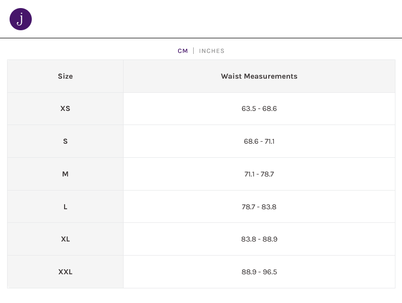 Product size guide