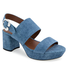 Camera Sandal Platform | Blue Denim Suede