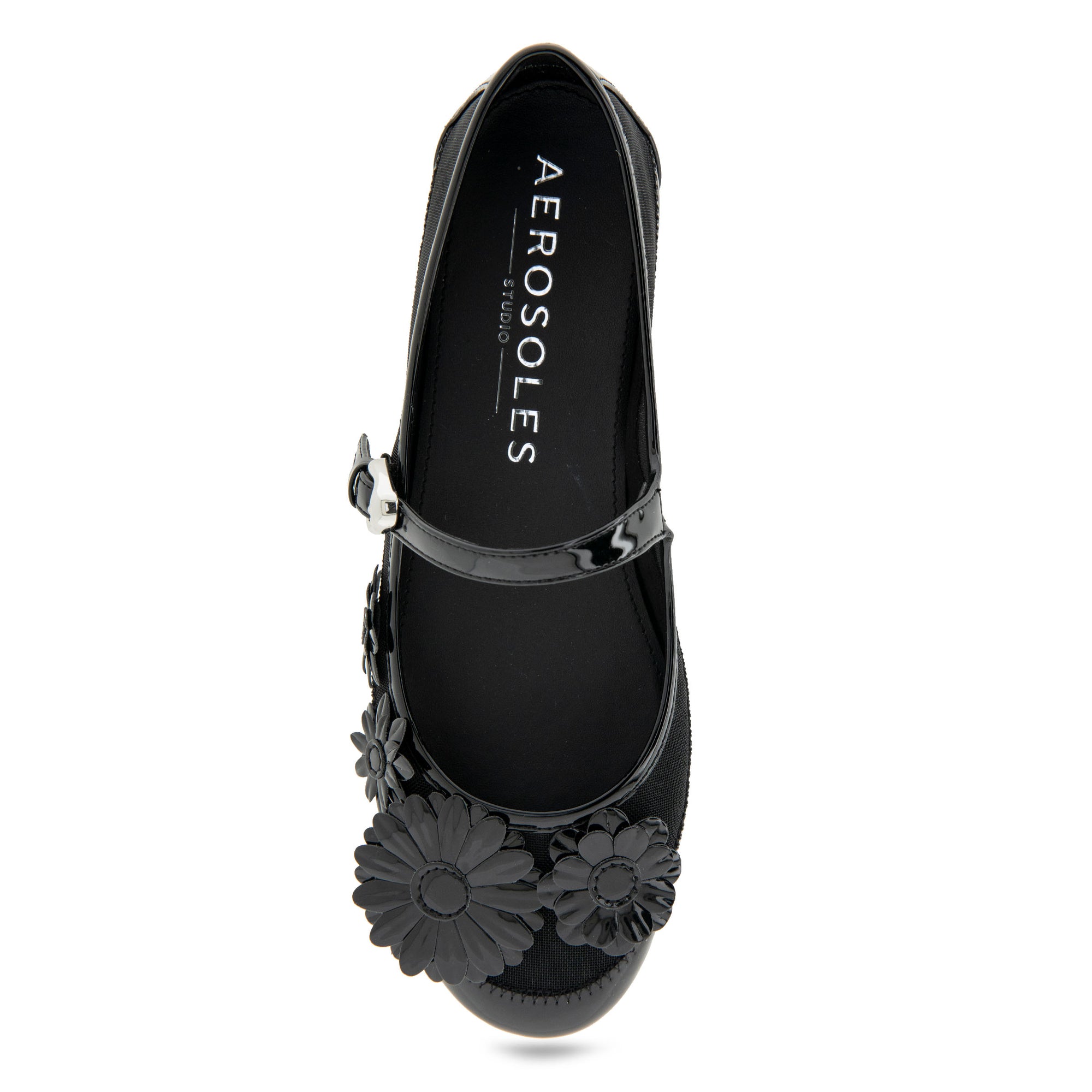 Petal Dress Flat | Black Mesh Fabric