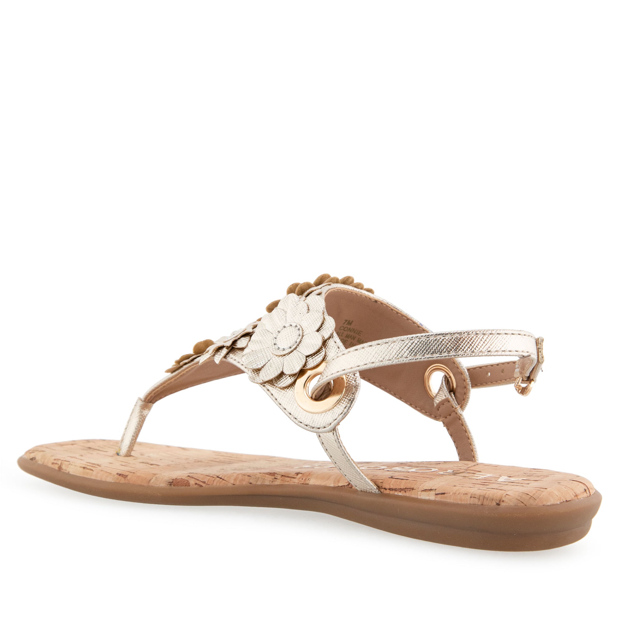 Connie Sandal Flat | Gold Metallic Textured Faux Leather