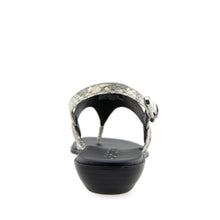Gemal Sandal Flat | Roccia Embossed Snake Print Leather