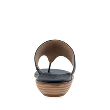 Gesa Sandal Flat | Eggnog/Navy Stripe Textured Fabric