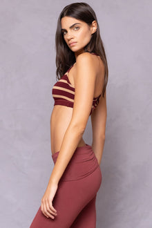 Women | Latte Stripe Crisscross Bra | Wine Not