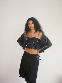 Jemma Bubble Top | Black Pink Bow