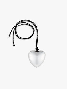 Puffy Heart Necklace | Silver x Black