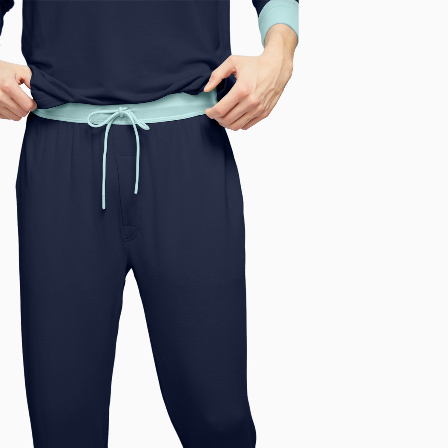 Breathable Modal French Terry Sweatpants | Navy/Mint