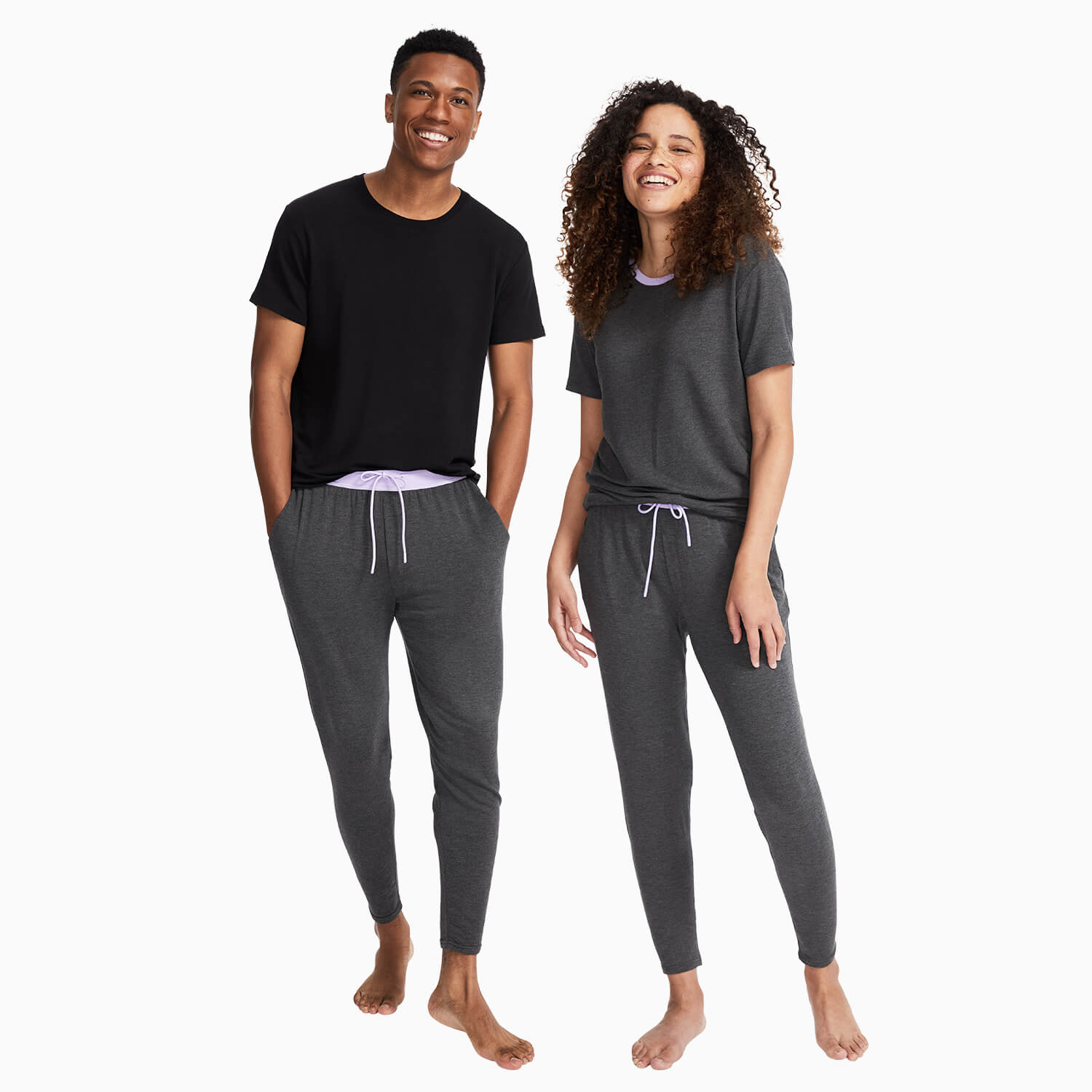 Breathable Modal French Terry Sweatpants | Gray/Lavender