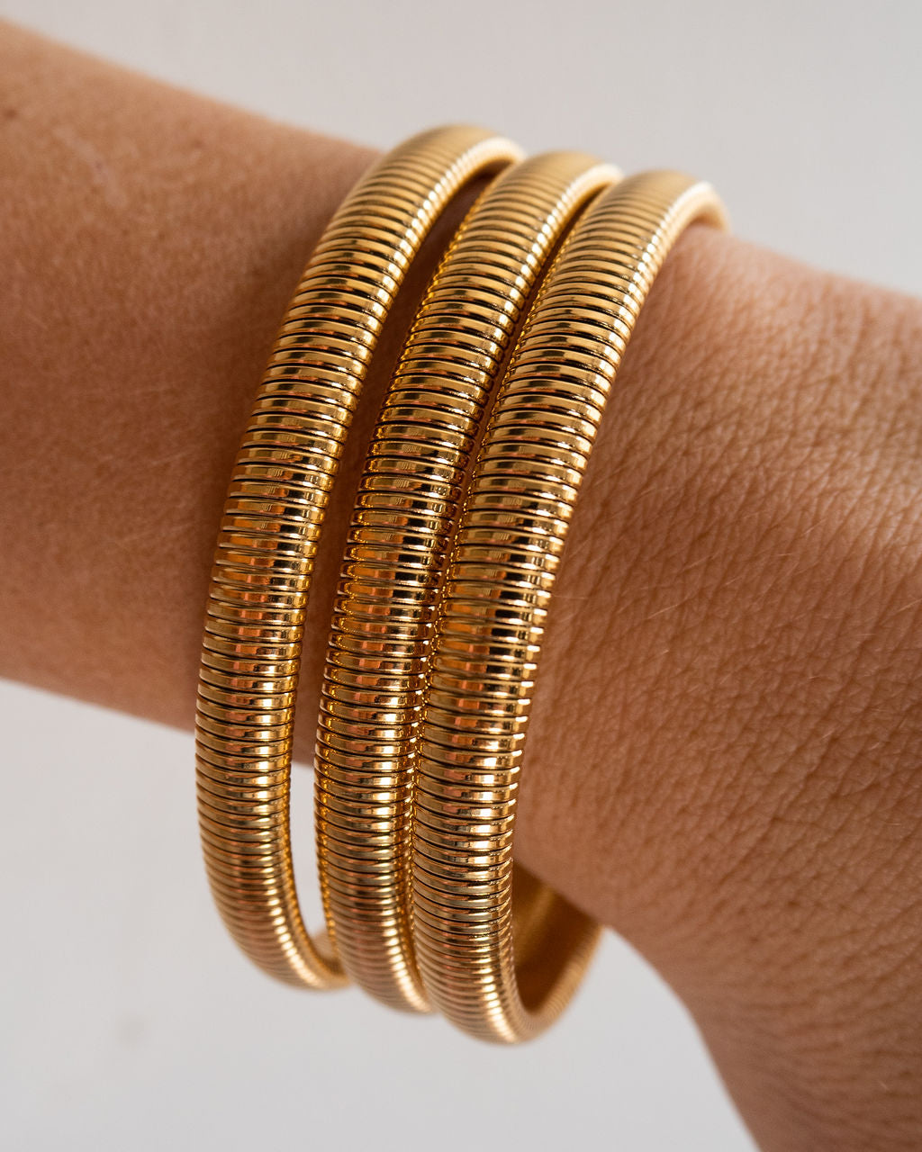 Mini Flex Snake Chain Bracelet - Set of 3 (7mm wide) - Gold | Plated Gold