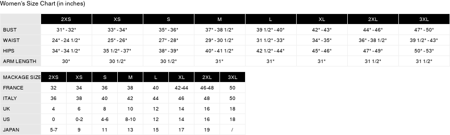 Product size guide