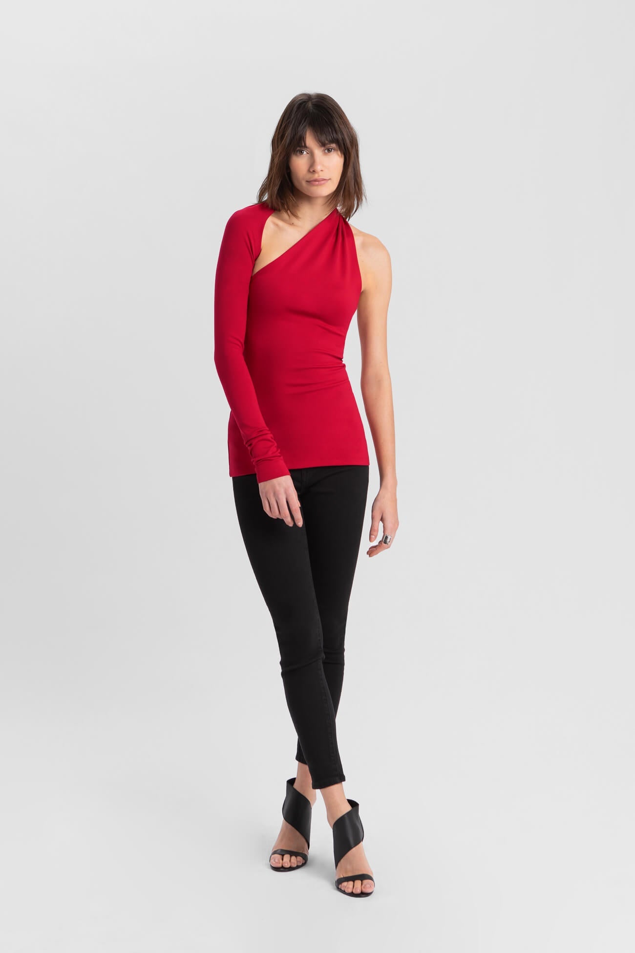 Manhattan One Shoulder Top | Red