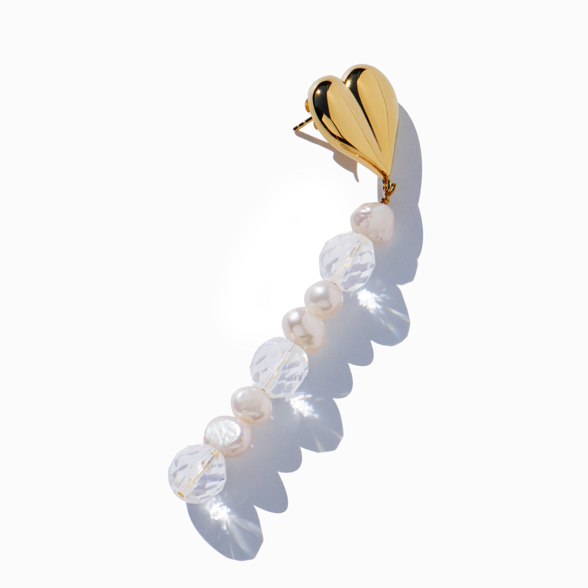 Heart Earring | 18K Gold Plated | Glass Beads