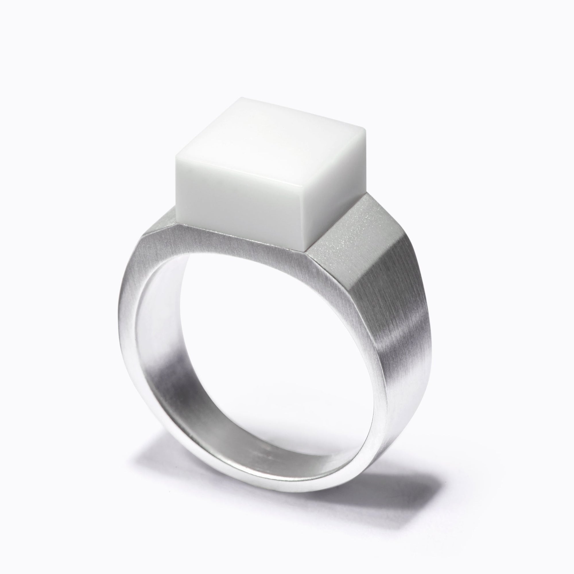 Pixel Ring | Silver | White Agate