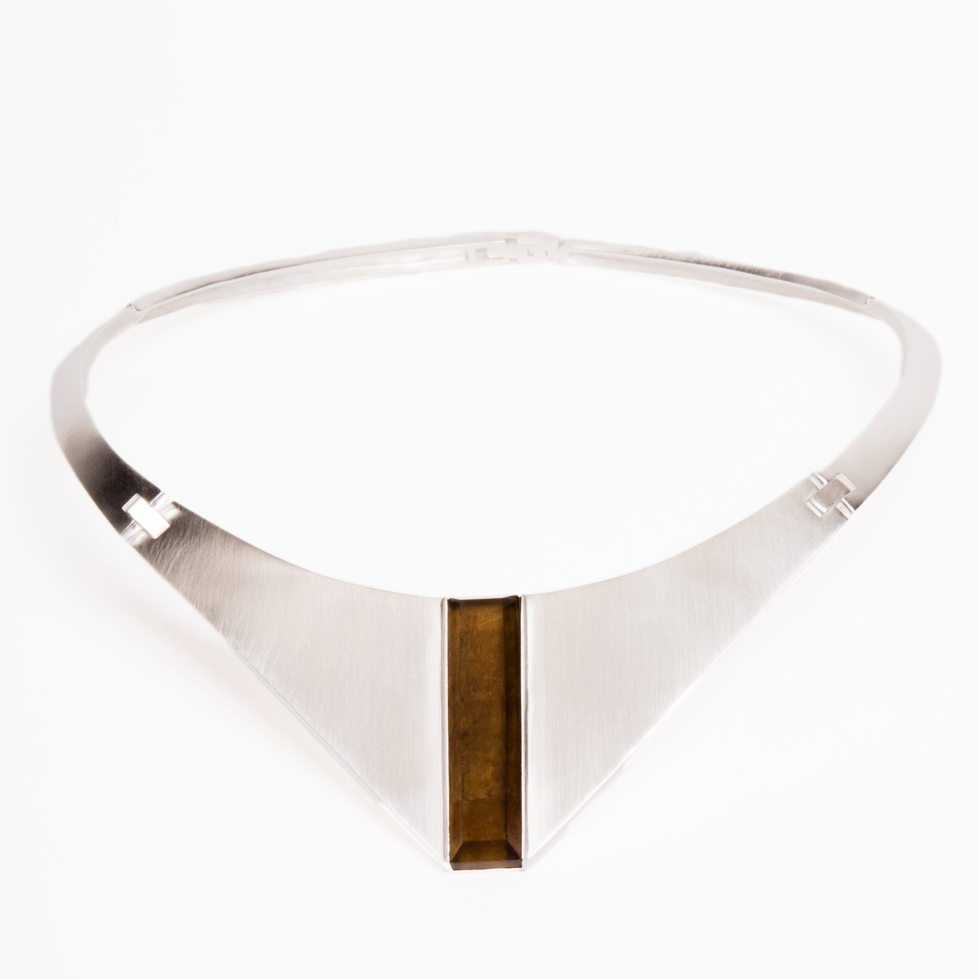 Vanishing Point Necklace | Silver Plated | Smokey Quartz