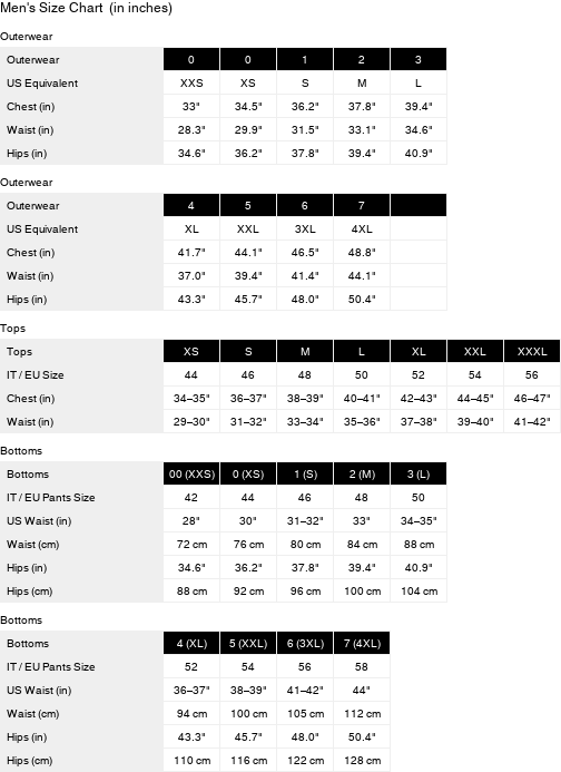 Product size guide