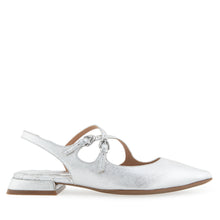 Napoli Dress Flat | Silver Mettalic Textured Faux Leather