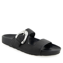 Lemon Sandal Footbed | Black Pebbled Leather