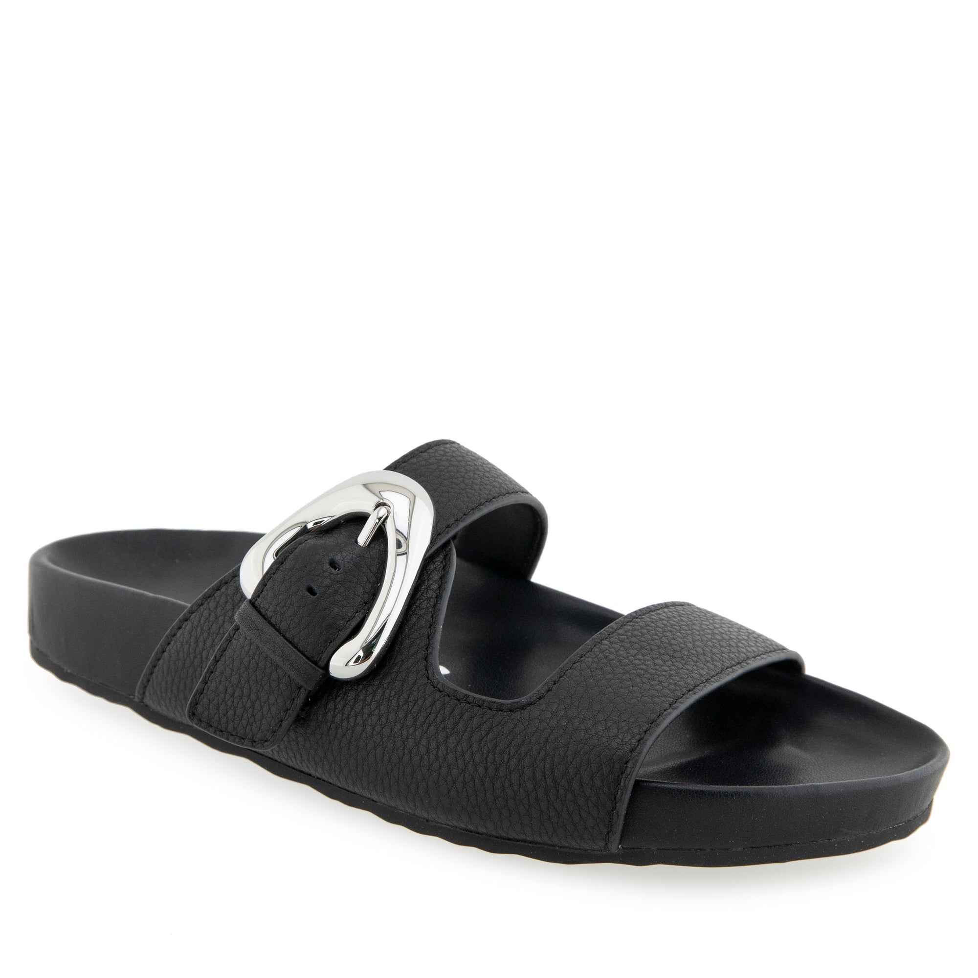Lemon Sandal Footbed | Black Pebbled Leather