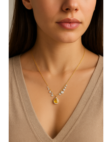 Sapphire Pear Necklace | 14kt Yellow Gold