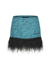 Daphne Feather Tweed Skirt | Blue