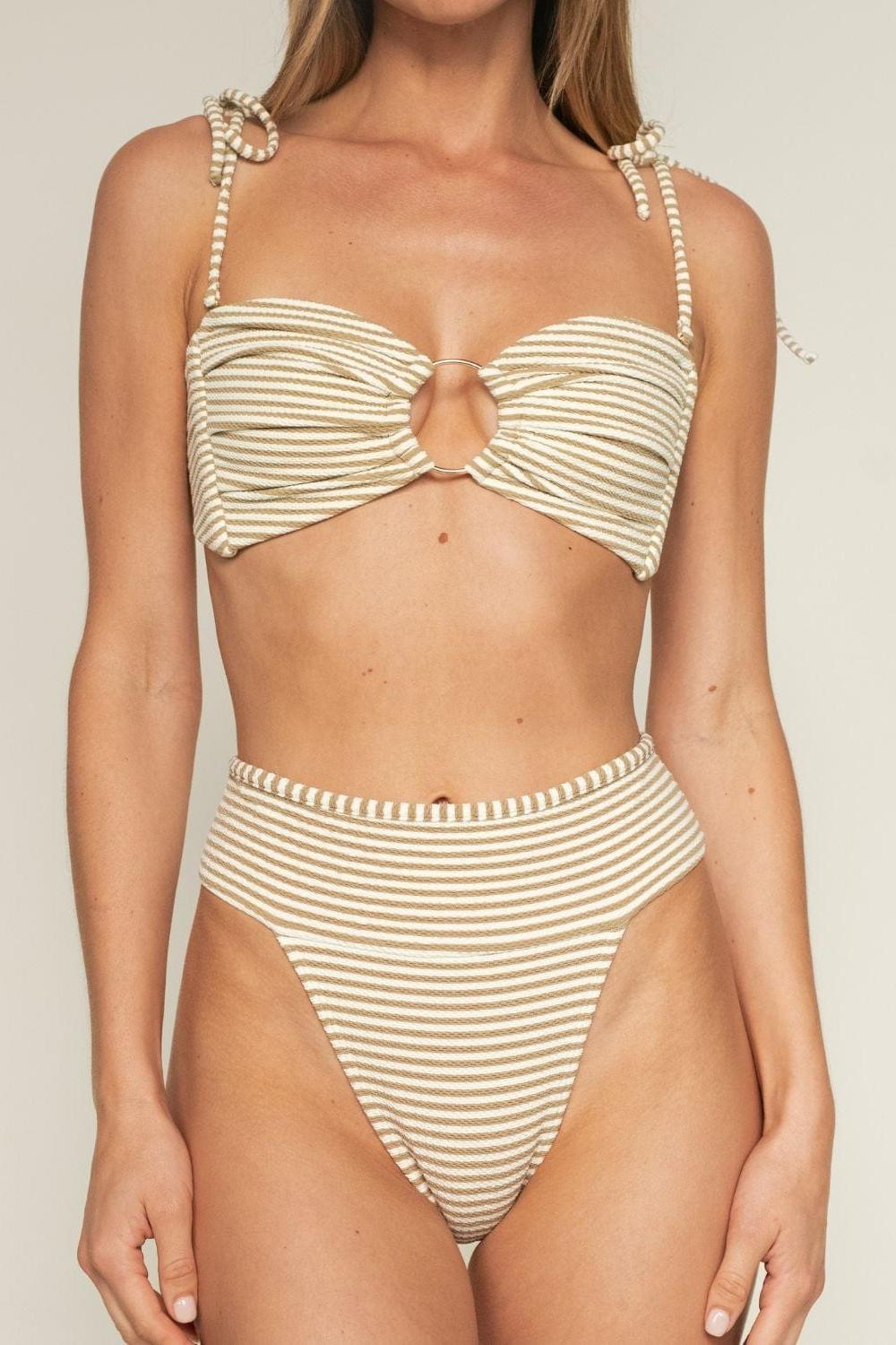 Tamarindo Binded Bikini Bottom | Neutral Stripe