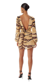 Timbra Dress | Tiger Print - Black Tan multi