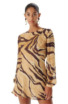 Timbra Dress | Tiger Print - Black Tan multi