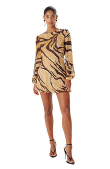 Timbra Dress | Tiger Print - Black Tan multi