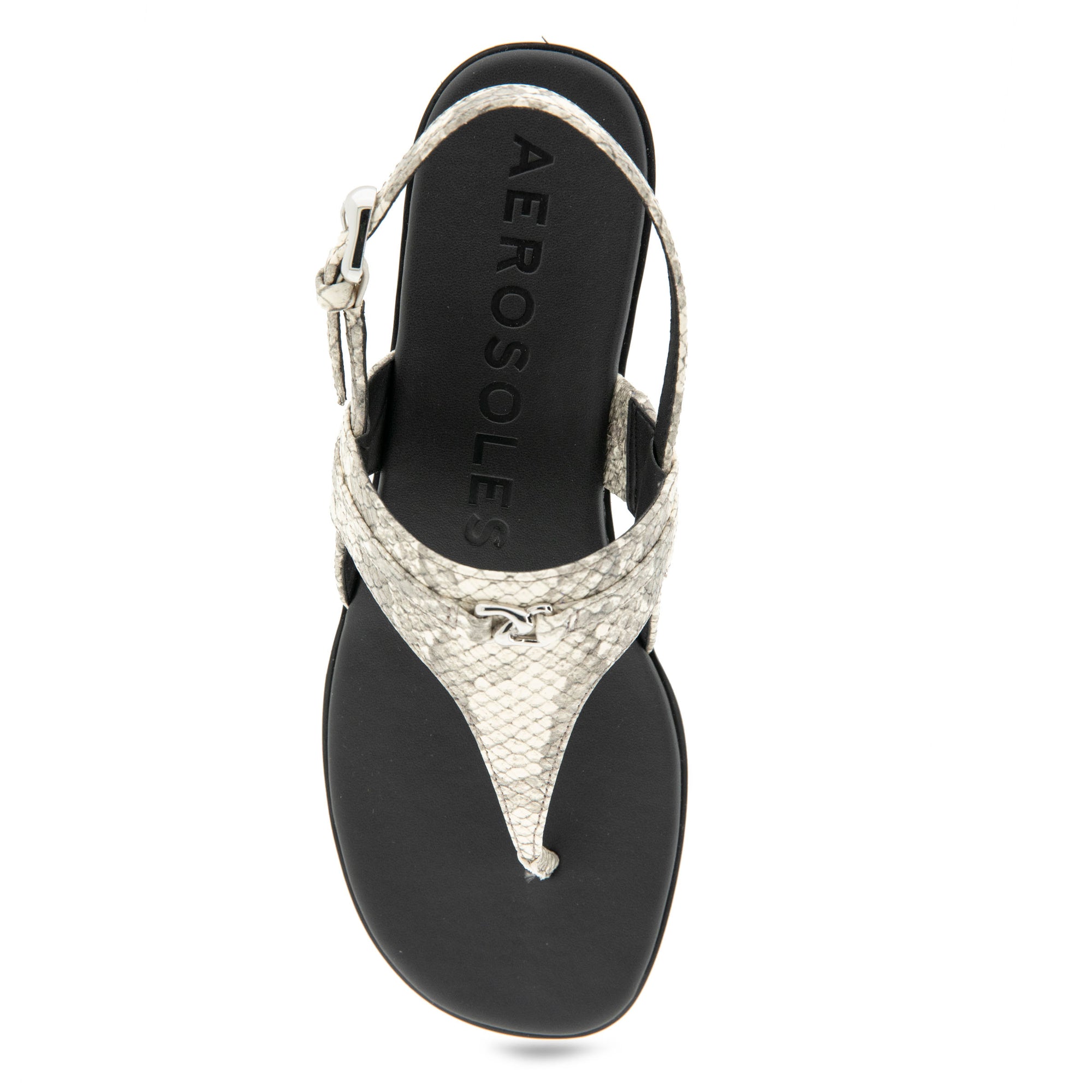 Gemal Sandal Flat | Roccia Embossed Snake Print Leather