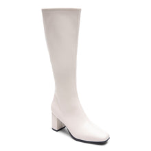Micah Boot Mid Block Heel | Eggnog Stretch Faux Nappa