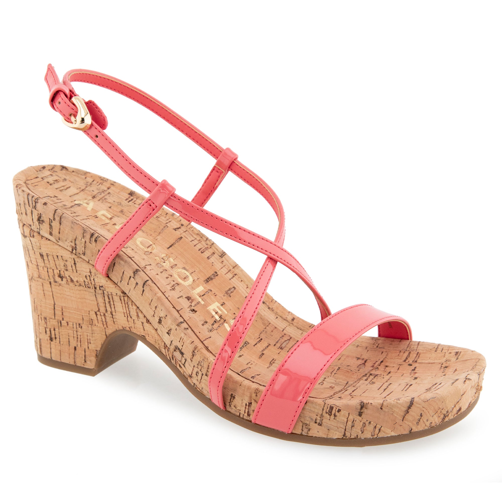 Miles Sandal Dress Platform | Coral Patent Faux Leather/Cork