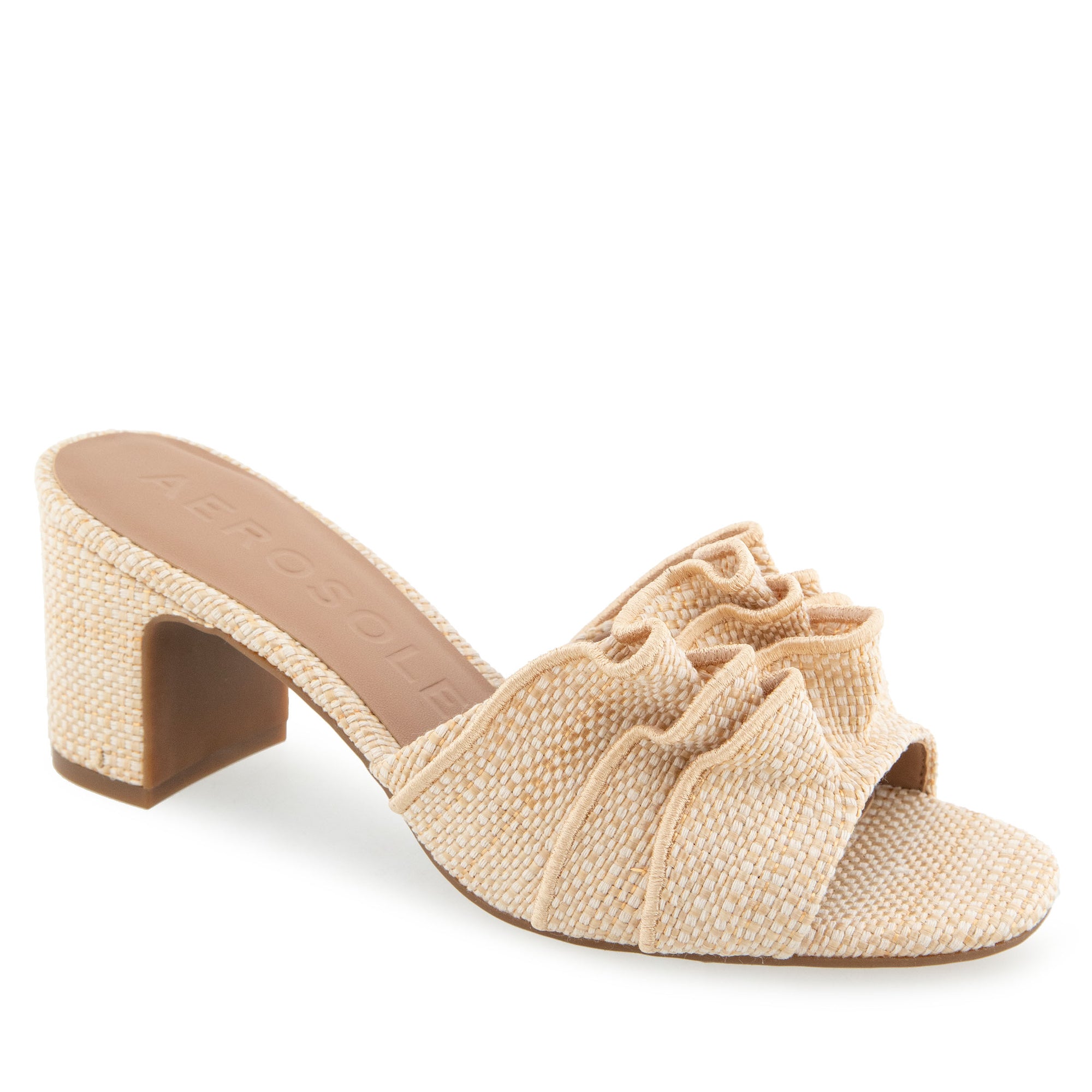 Gabrielle Sandal Block Heel | Natural Raffia