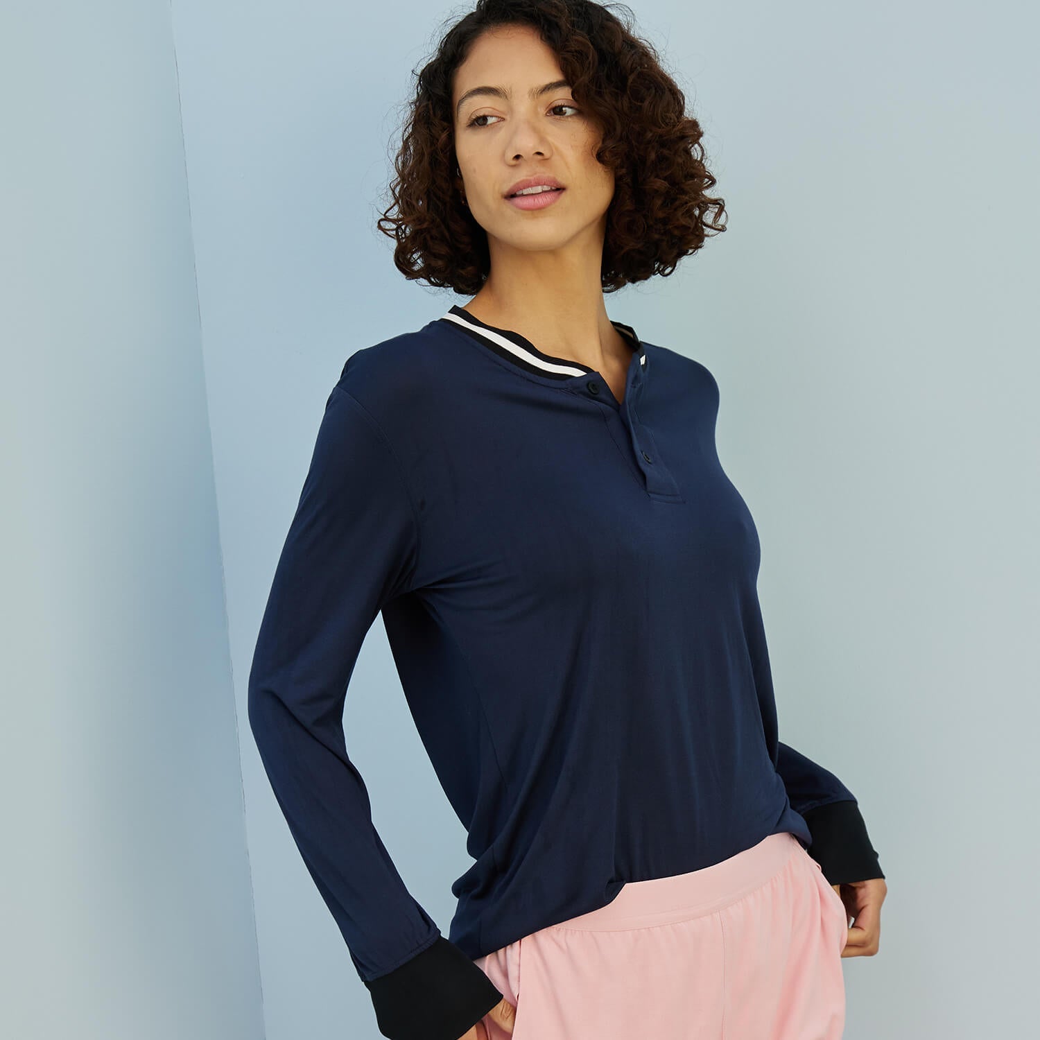 Featherweight Modal Pajama Top | Navy/Black