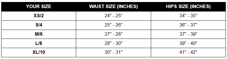 Product size guide