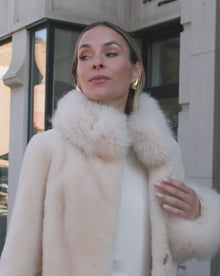 Sheared Select Cashmere Goat Jacket With Select Cashmere Goat Collar And Cuffs | Light Beige