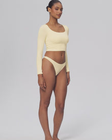 Cropped Round Neck Top | Lemon Meringue