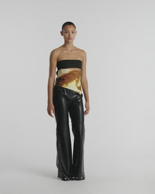 Womens | Jacinda Printed Silk And Mesh-Jersey Bandeau Top | Smudged Graffiti