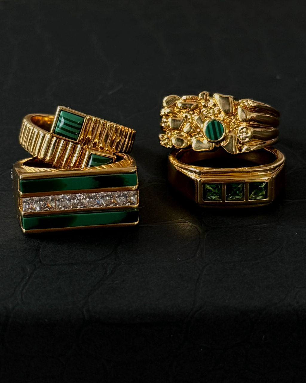 Malachite Wrap Ring | Plated Gold