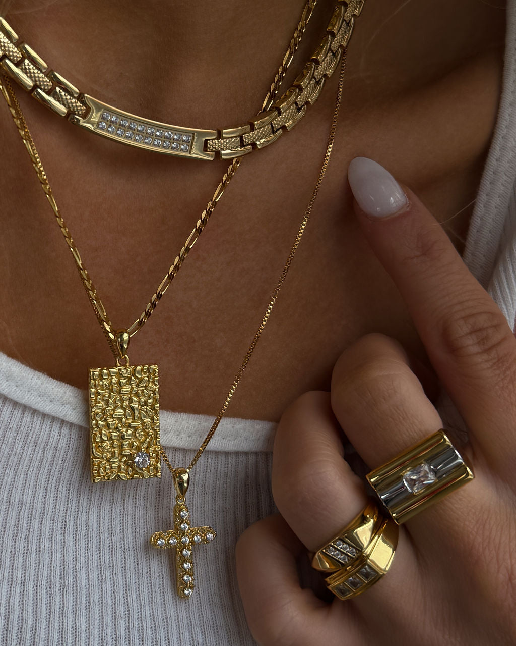 Tunie Tag Necklace | Plated Gold