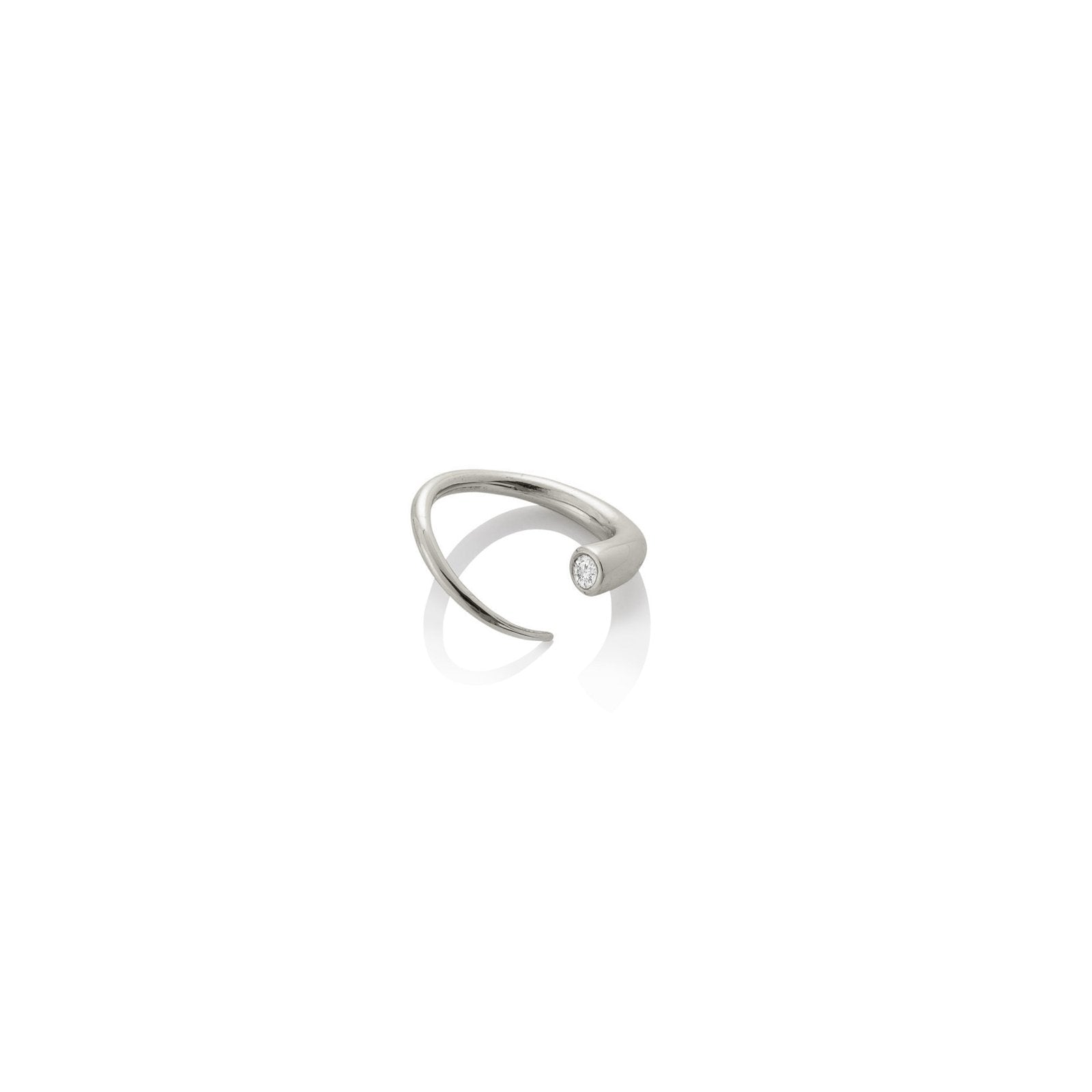 14k Recycled White Gold Quill Bypass Ring with Diamond 