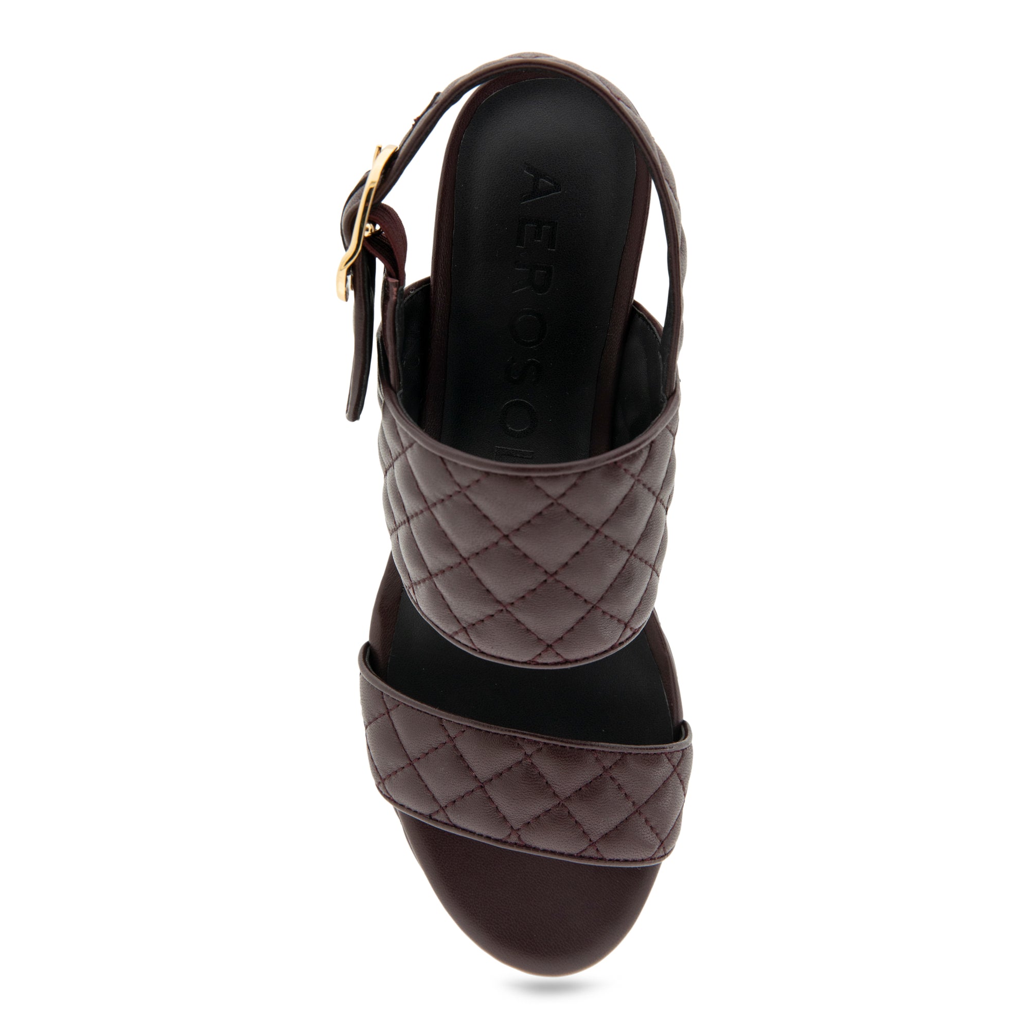 Camera Quilted Sandal Platform | Deep Aubergine Leather