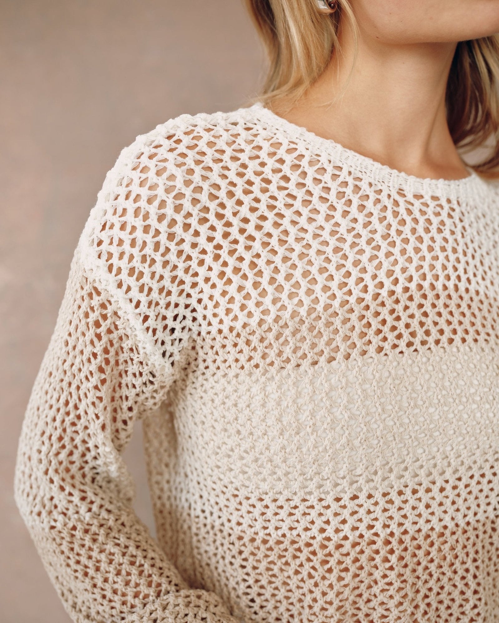 Relaxed Drop Shoulder Sweater | Khaki Color Block