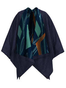 Reversible Amy Ben Poncho - Costa Navy - diarrablu