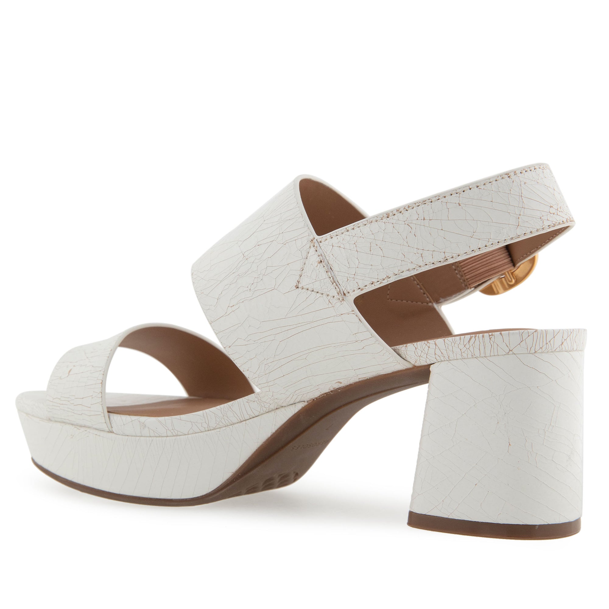 Camera Sandal Platform | White Crackled Leather