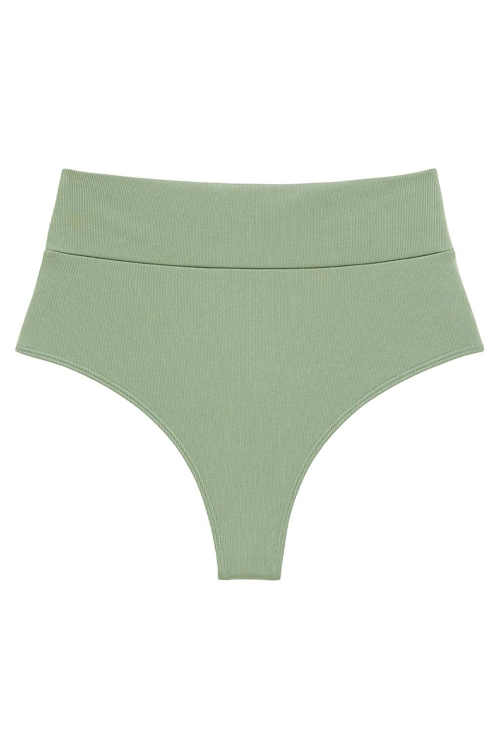 Full Coverage High Rise Bikini Bottom | Sage Green Rib