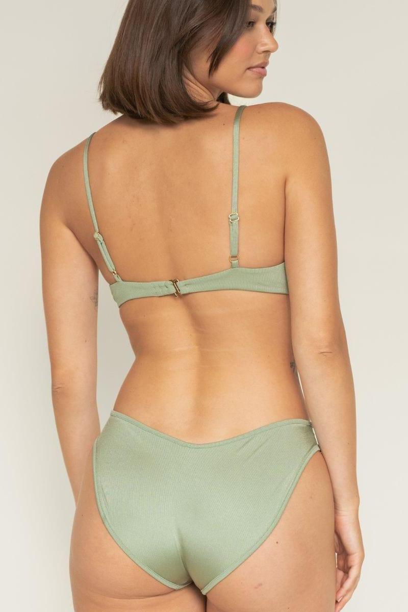 Added Coverage Lulu Bikini Bottom | Sage Green Rib