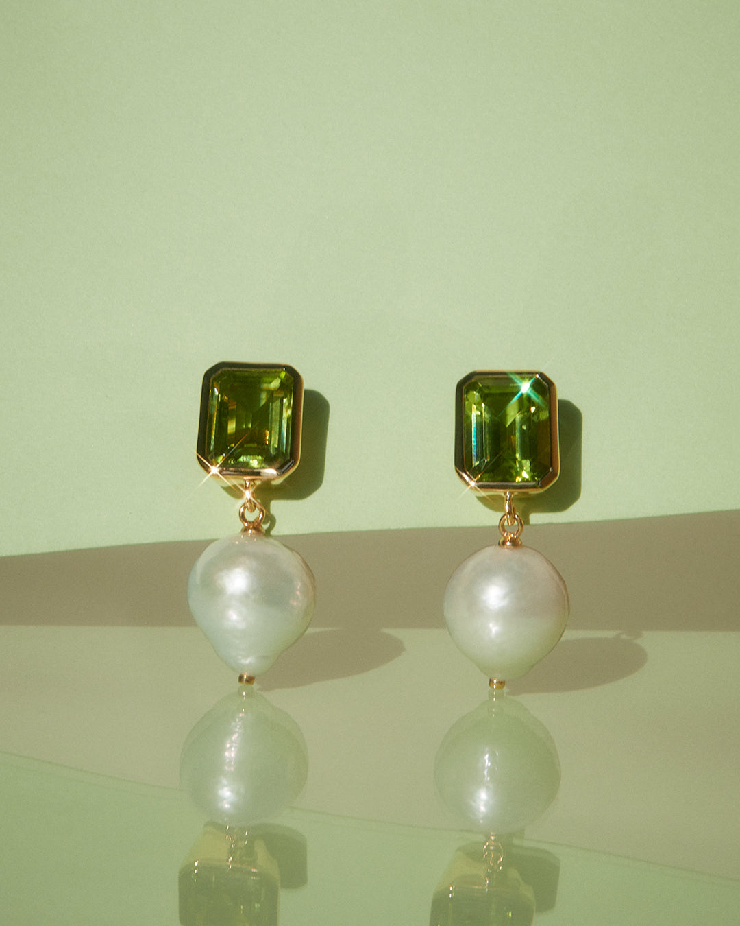 The Peridot Pearl Studs | Gold Vermeil Plated Sterling Silver