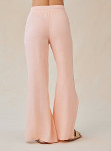 Linen Side Slit Wide Leg Pant | Peach Fizz