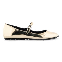 Perry Casual Flat | Gold Mirror Metallic Faux Leather