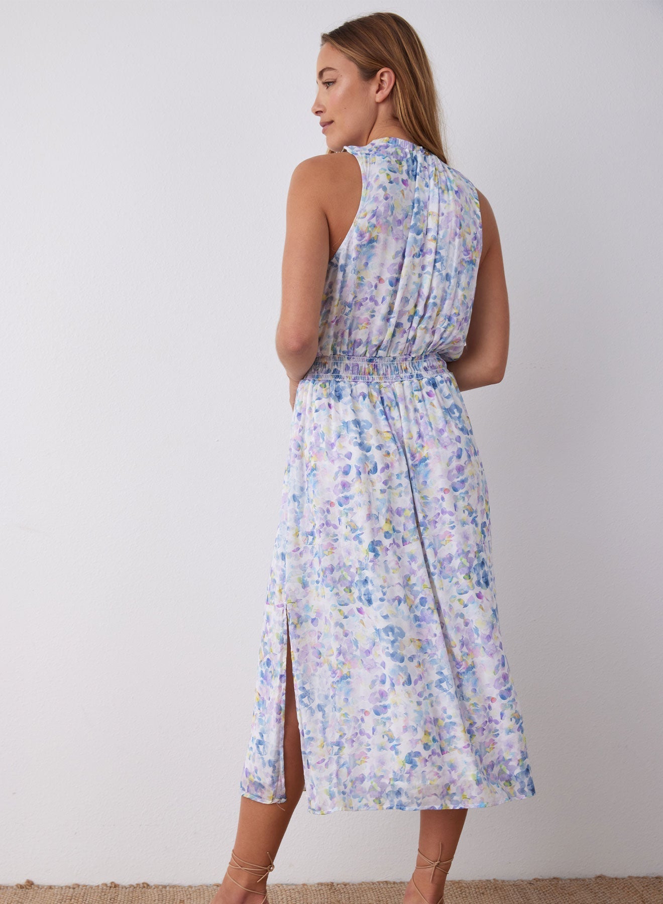 Sleeveless Smocked Waist Midi Dress | Orchid Floral Print