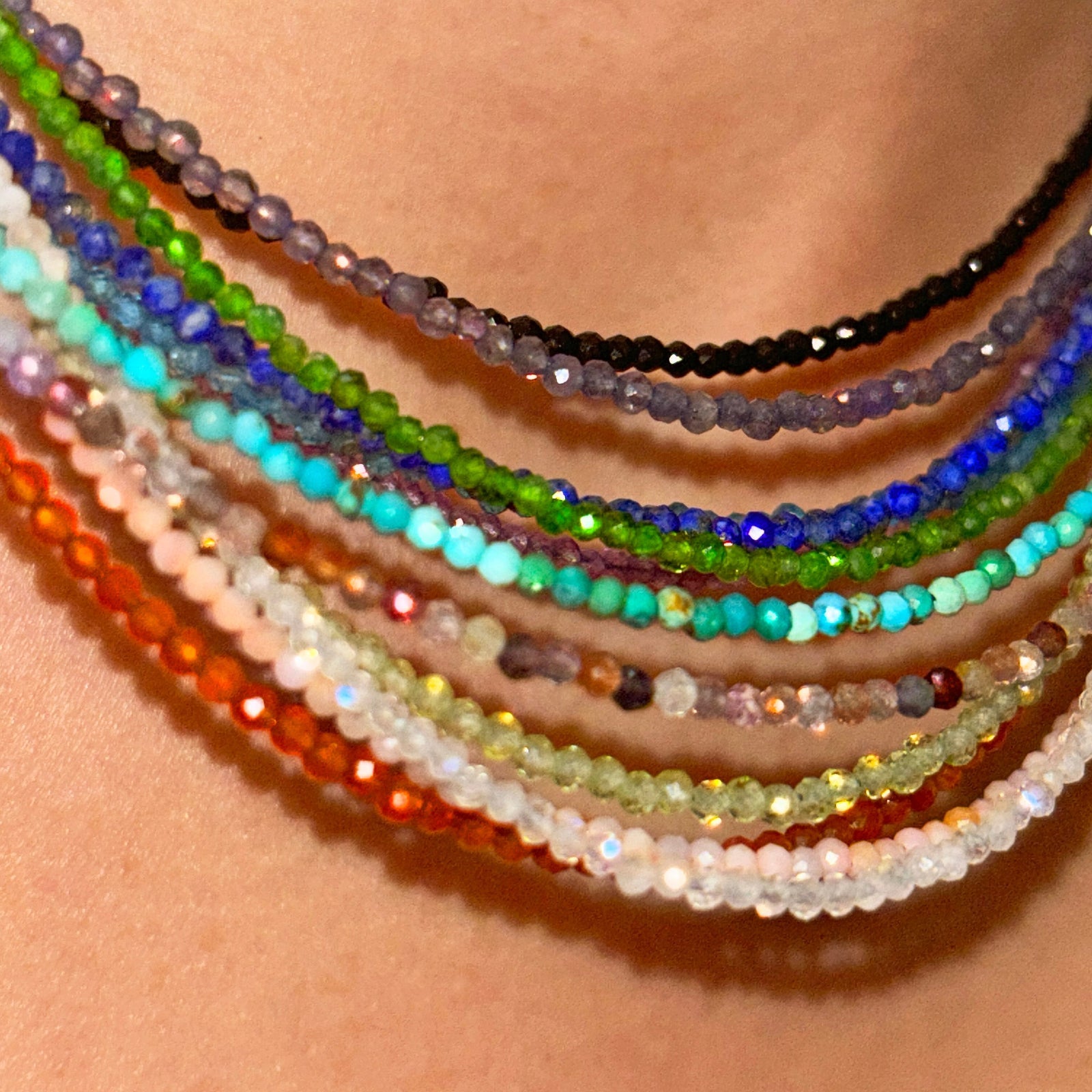 Skinny Gemstone Necklace